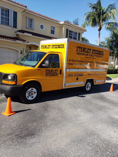 Delray Beach Fl Cleaning Services Stanley Steemer Air Duct Cleaning Service Van Parked In Front Of A Customer S Home Delray Beach